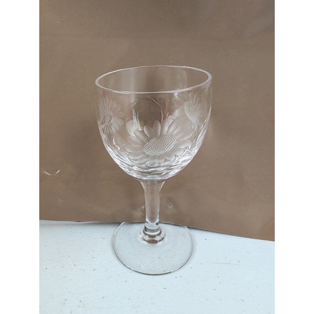 VTG Crystal Sunflower Cordial Glasses Set Of 4 ... 4 Inch Tall